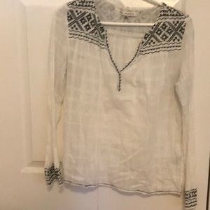 Max Studio cotton blouse with embroidered detail, gauze like fabric